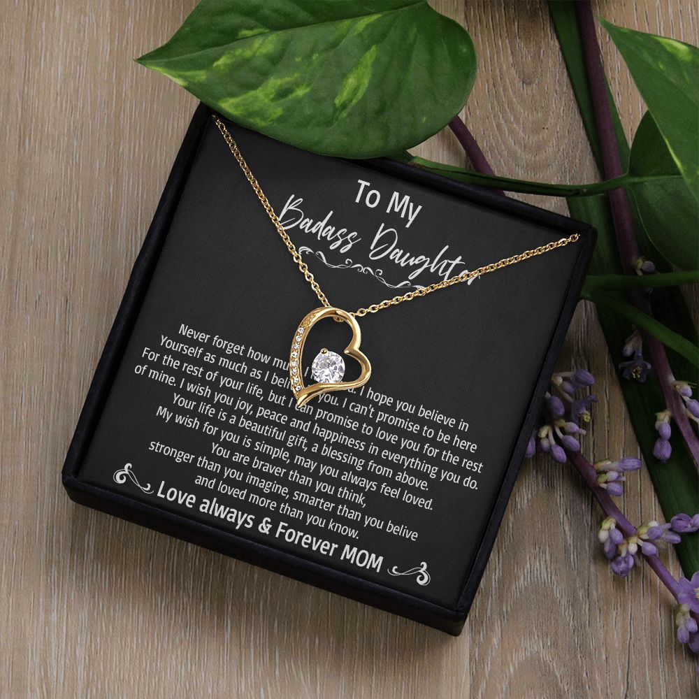 36C To My Badass Daughter Necklace, Love Always & Forever Mom, Gift From Mom