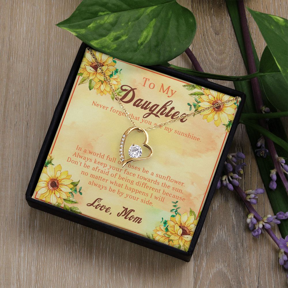 107C Sunflower Necklace, To My Daughter Necklace, Necklace Gift From Mom, Xmas Gift
