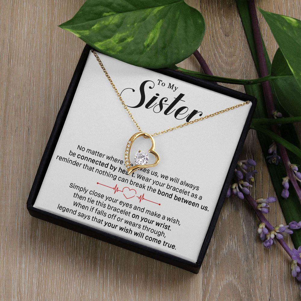 545C To My Sister Necklace, Sister Best Friends Love Heart Necklace, Birthday Gifts