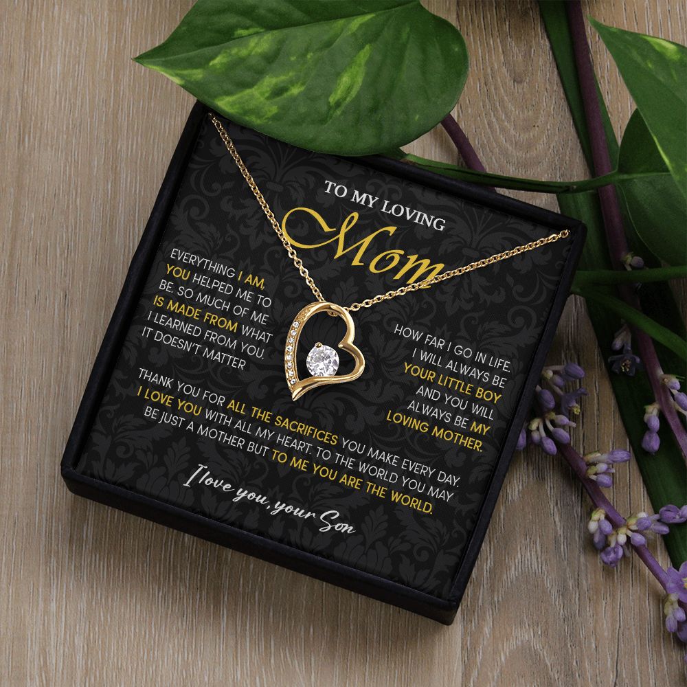 441C To My Loving Mom Necklace, Gift for Mom from Son, Mom Birthday Gifts Necklace