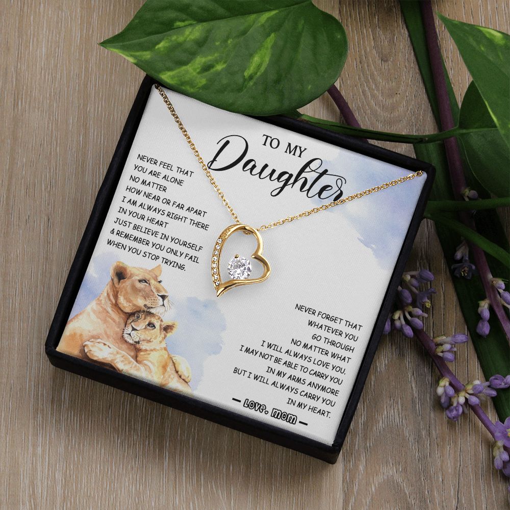 478C To My Daughter Necklace Mother to Daughter Birthday Christmas Gift from Lion Mom