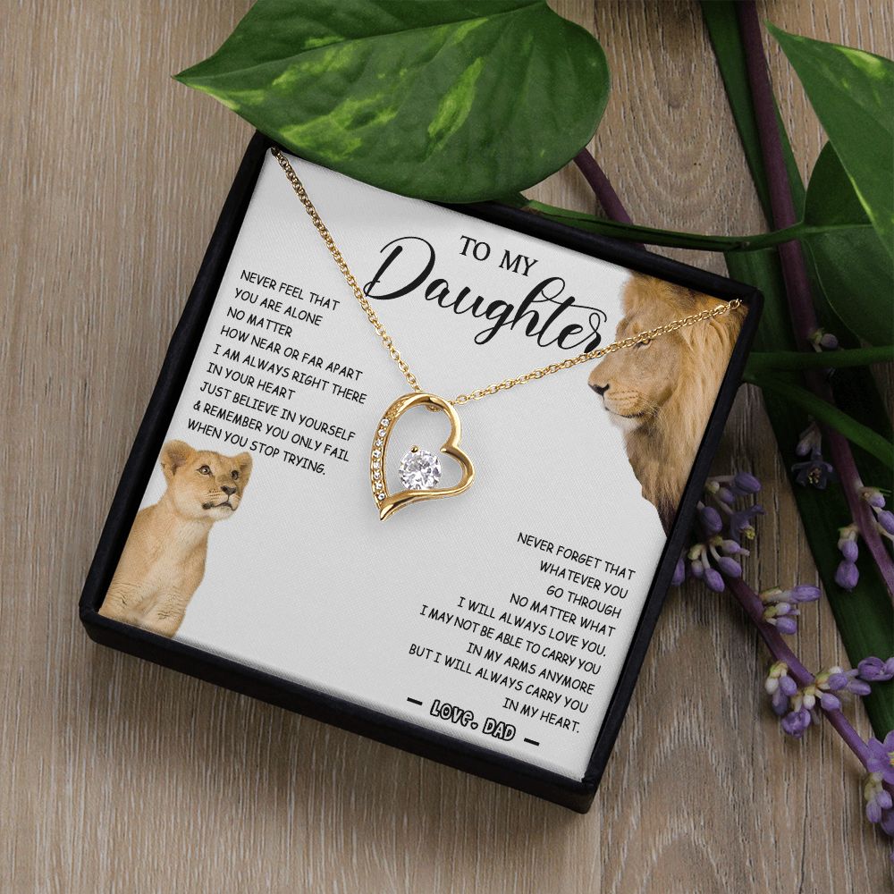 476C To My Daughter Necklace Father to Daughter Birthday Christmas Gift from Lion Dad