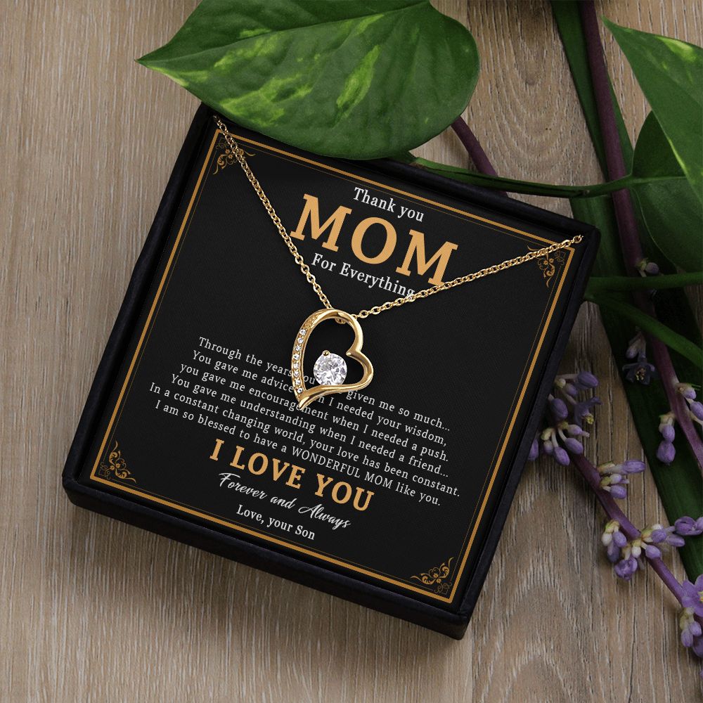 519C Thank You Mom Necklace, Mom Necklace Love Gift, Mom Birthday Gift From Son