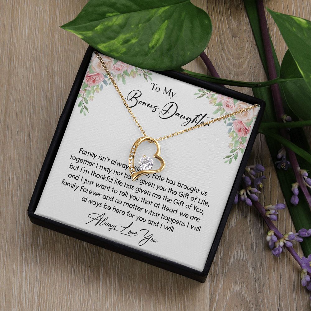 466C To My Bonus Daughter Necklace, Gift For Daughter, Birthday Graduation Christmas