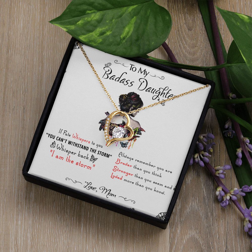 53C To My Badass Daughter, Badass Daughter Necklace From Mom, Birthday Gift