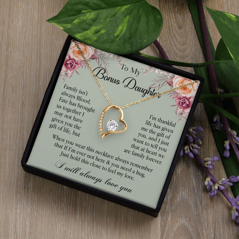 632C To My Bonus Daughter Necklace, Gift Birthday, Gift Ideas, Daughter Necklace