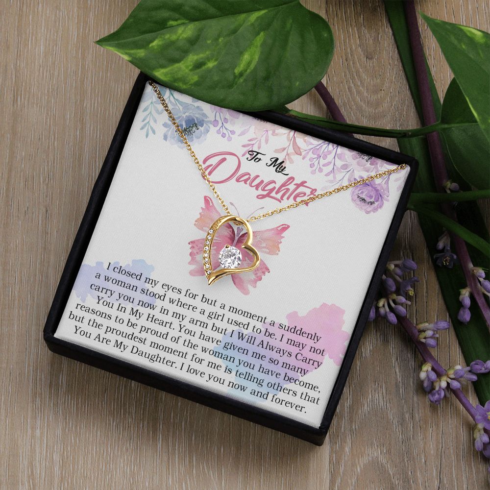 24C Butterfly To My Daughter Necklace, Gift Birthday, Holiday, Daughter Necklace
