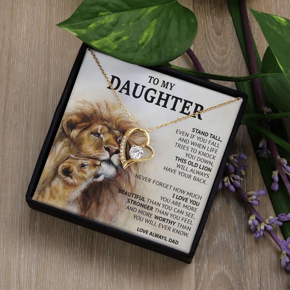 499C To My Daughter Necklace, Xmas Gift For Daughter From Dad, Daughter Father Lion