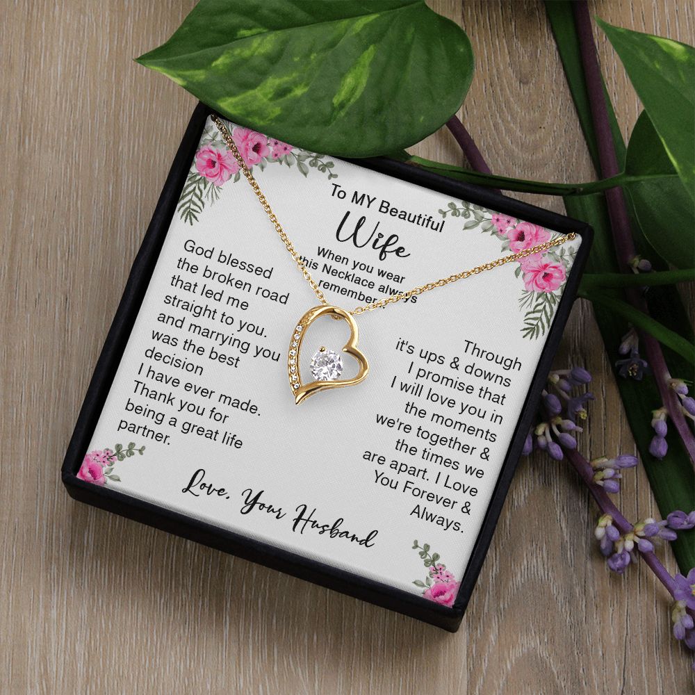418C To My Beautiful Wife God Bless The Broken Road Necklace Gift from Husband