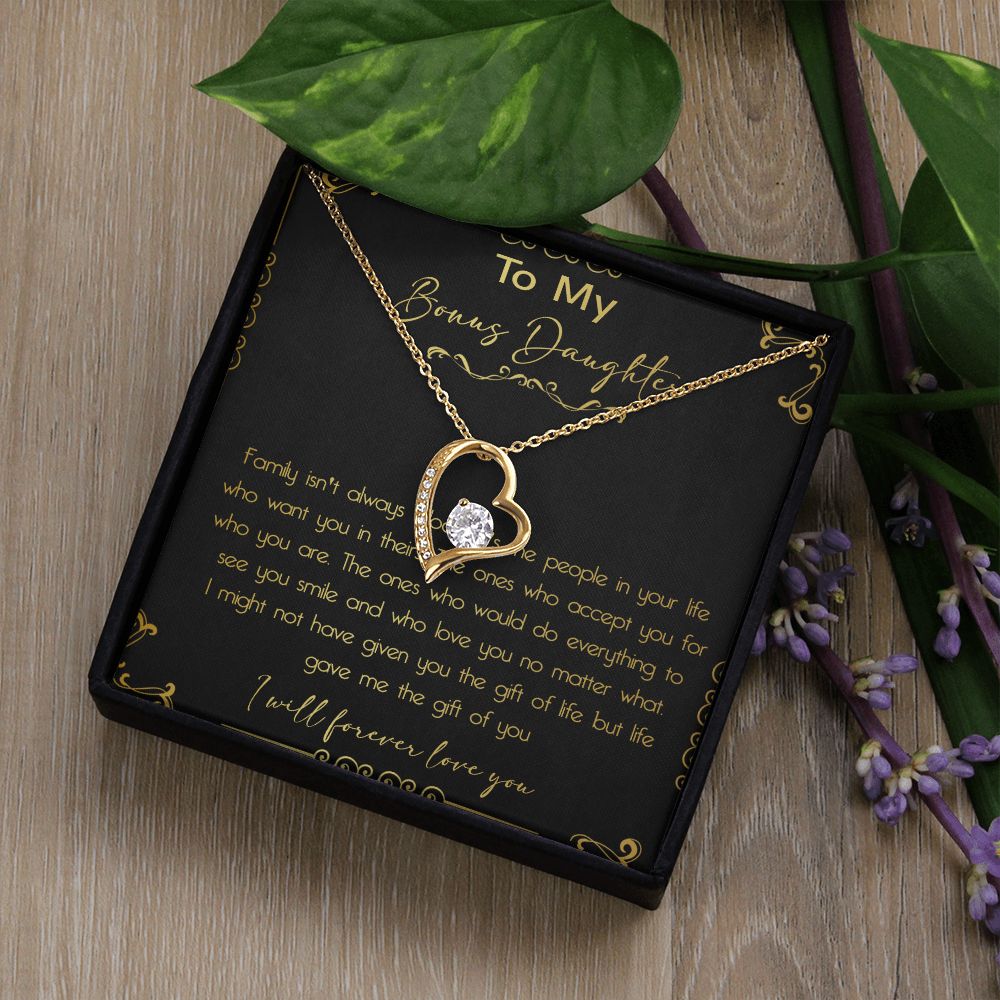 44C To My Bonus Daughter Necklace, Daughter Necklace, Gift Birthday, I Love You