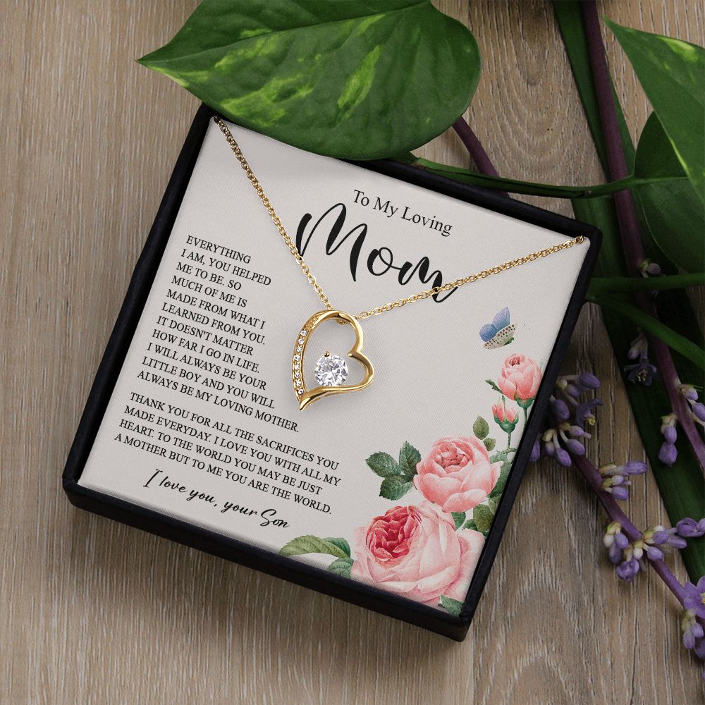 628D To My Loving Mom Necklace, Gift for Mom from Son, Mother's Day Jewelry Gifts