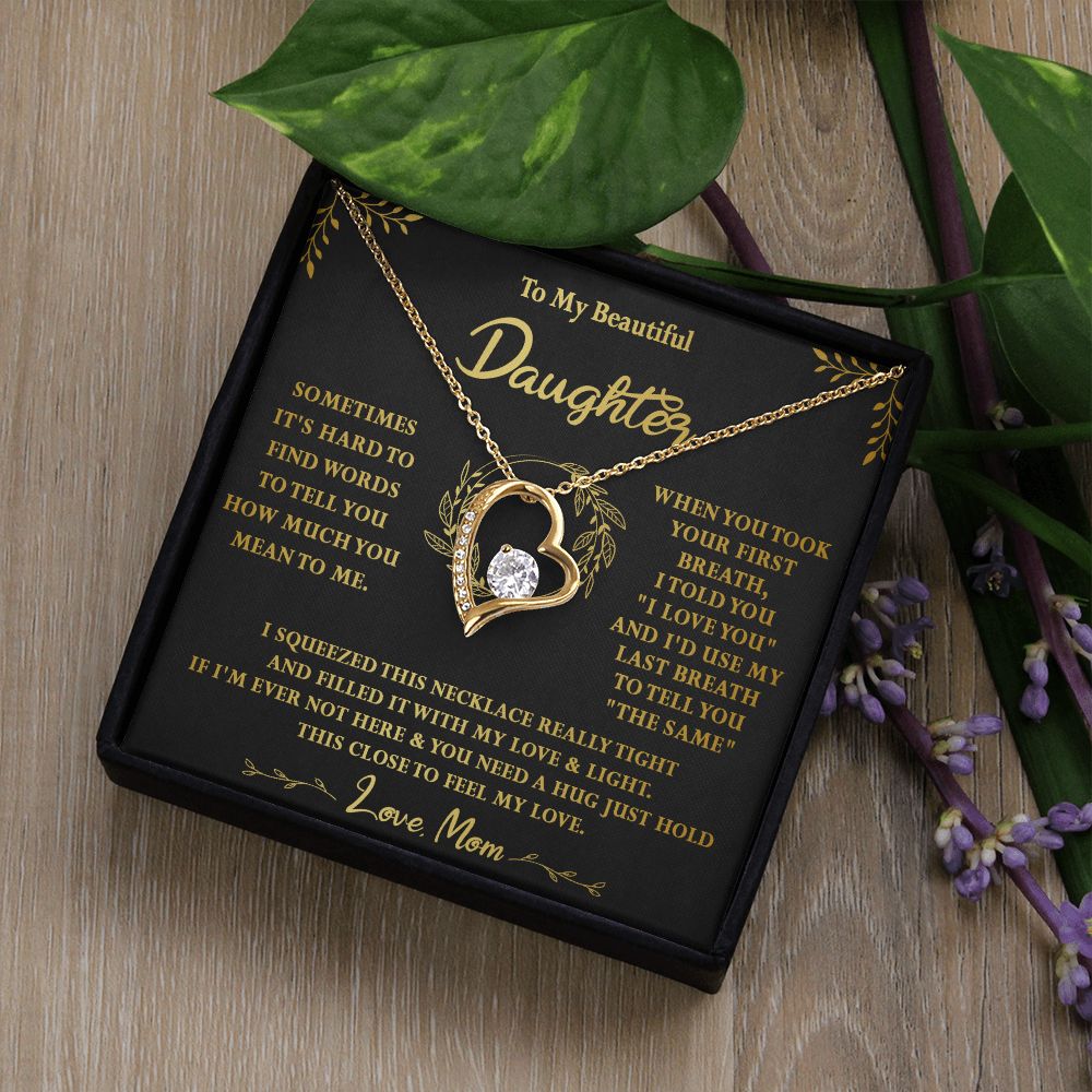118C To My Beautiful Daughter Necklace,Gift For Daughter From Mom, Xmas Birthday Gift