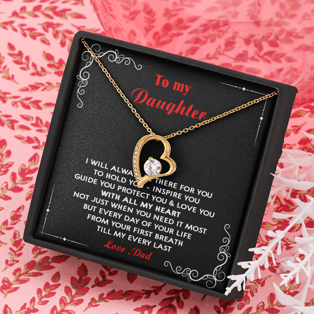 N351C To My Daughter Love Dad - Father and Daughter Necklace Heart Gift from Daddy