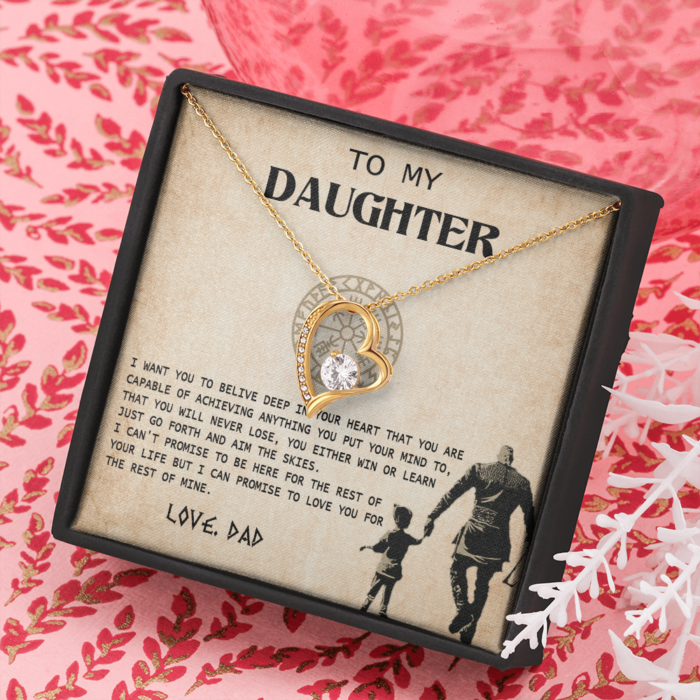 N370C To My Daughter From Viking Dad - Gift For Viking Daughter Love Knot Necklace