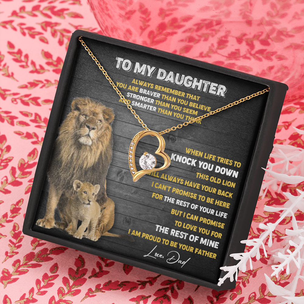 N374C To My Daughter Necklace, Xmas Gift For Daughter From Dad, Daughter Father Lion