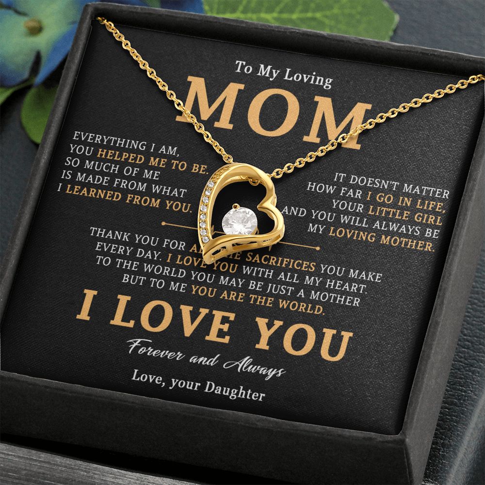 510C To My Loving Mom Necklace, Gift for Mom from Daughter, Mother's Day Jewelry Gift