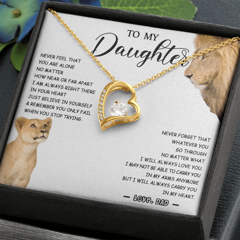 476C To My Daughter Necklace Father to Daughter Birthday Christmas Gift from Lion Dad
