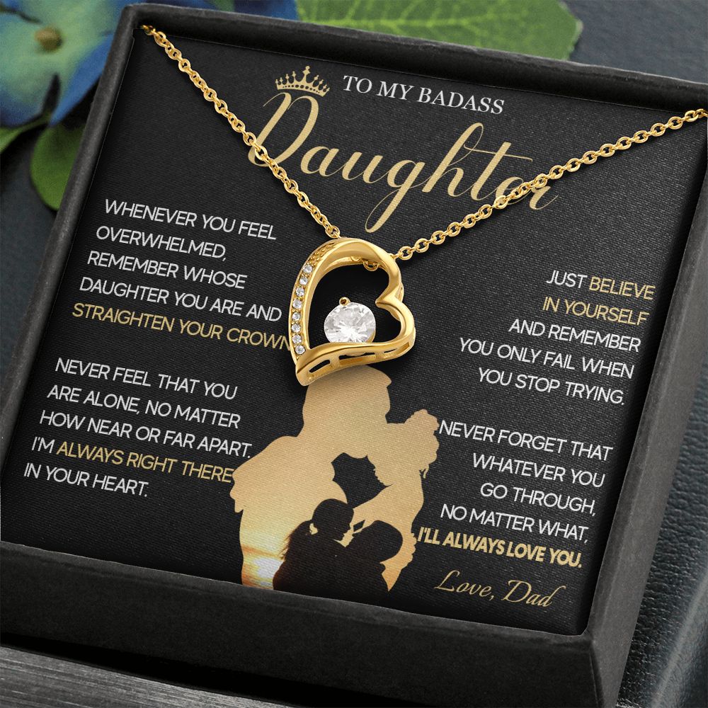 515C To My Badass Daughter Necklace, Birthday Gift For Daughter From Dad, Christmas