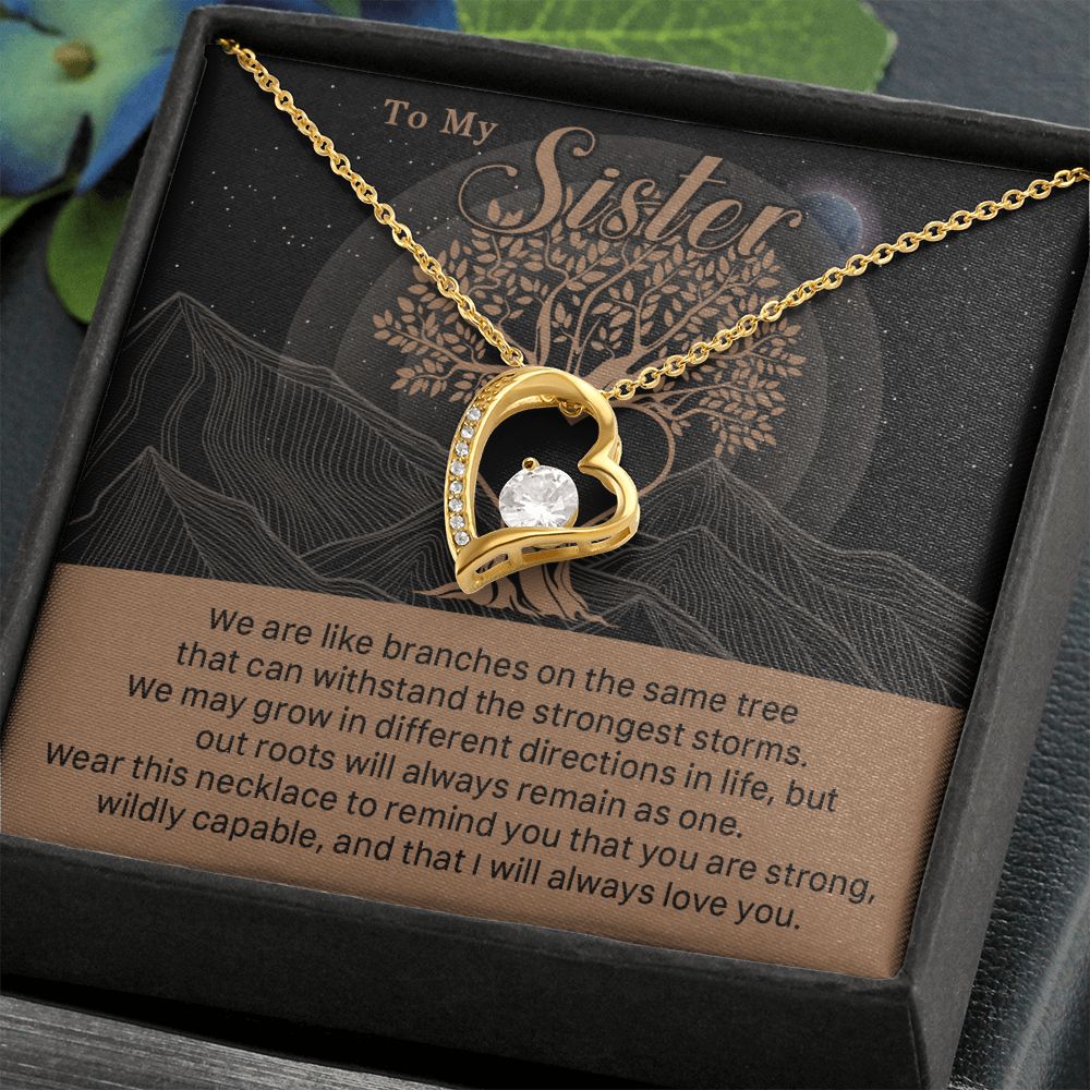 547C To My Sister, Strong Roots Heart Pendant Necklace Gift for Sister Birthday, Xmas