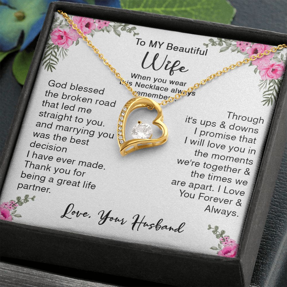 418C To My Beautiful Wife God Bless The Broken Road Necklace Gift from Husband
