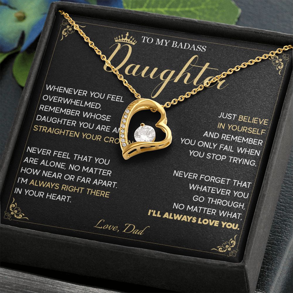 513C To My Badass Daughter Crown Necklace, Birthday Gift For Badass Daughter From Dad