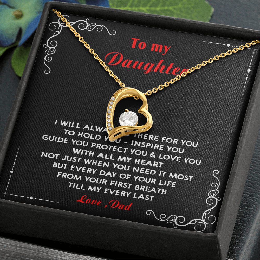 N351C To My Daughter Love Dad - Father and Daughter Necklace Heart Gift from Daddy