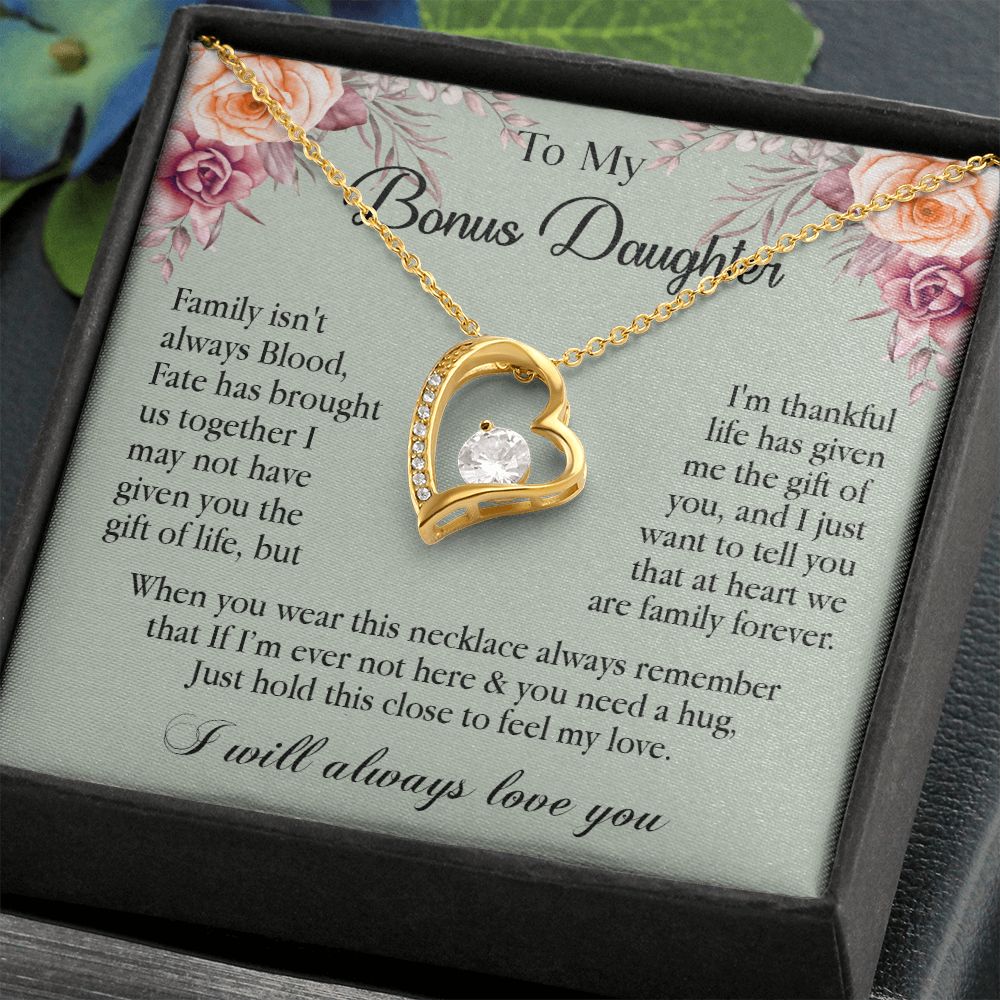 632C To My Bonus Daughter Necklace, Gift Birthday, Gift Ideas, Daughter Necklace