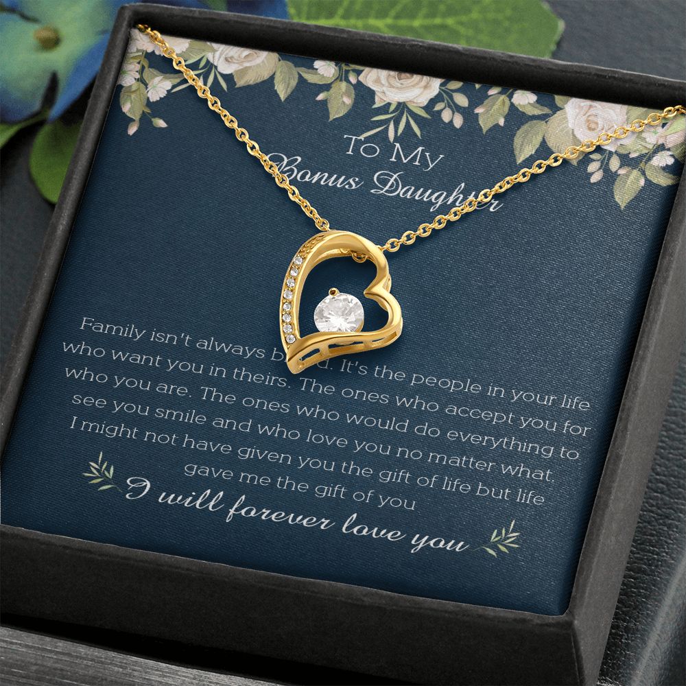 23C To My Bonus Daughter Necklace, I Will Forever Love You, Gift Birthday, Holiday