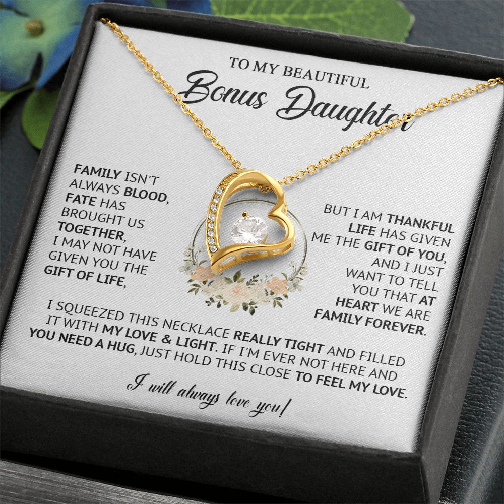 585C Bonus Daughter Necklace, Birthday Gift for Daughter from Dad Mom, Step Daughter