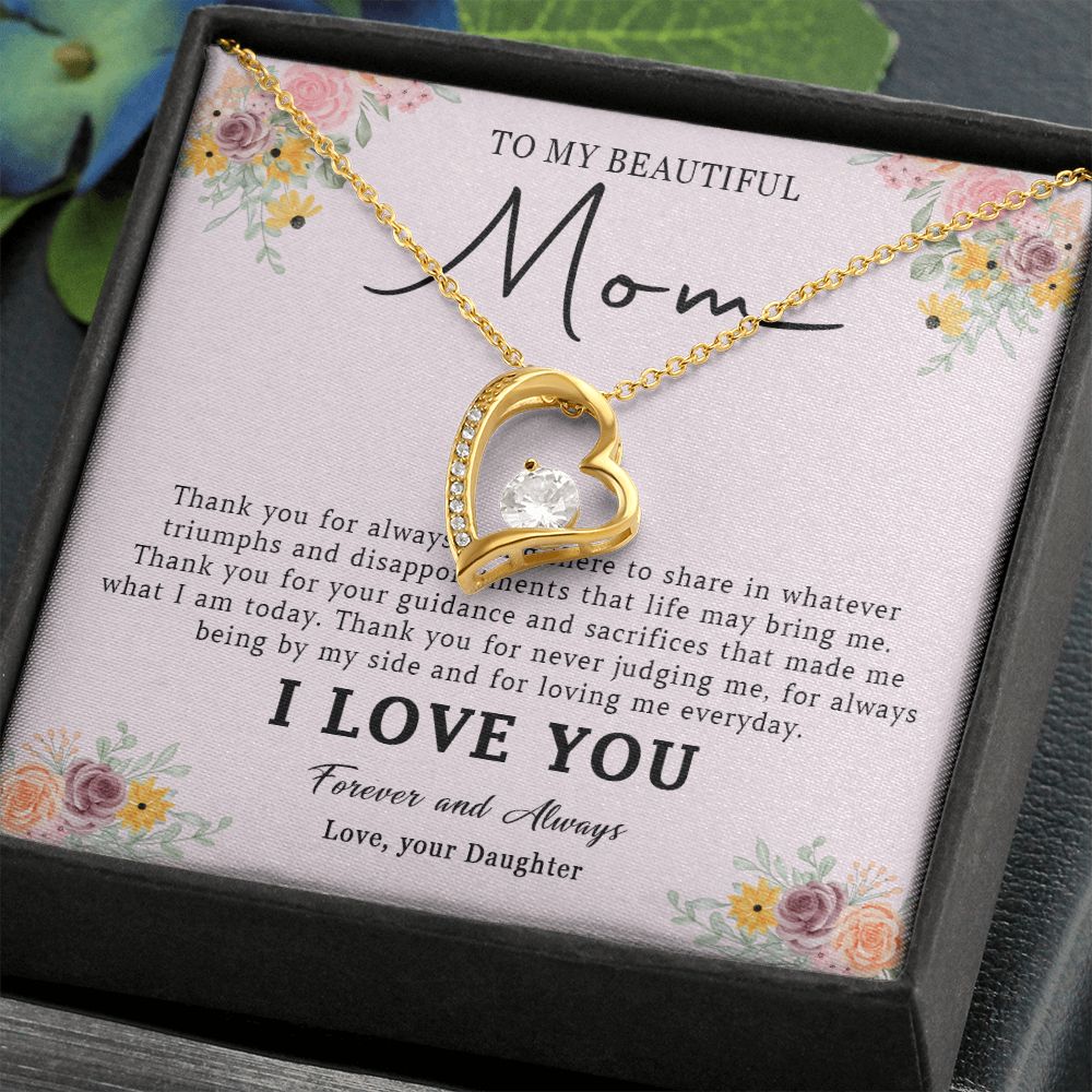 521C Love Mom Necklace, To My Beautiful Mom Necklace, Mom Birthday Gift from Daughter