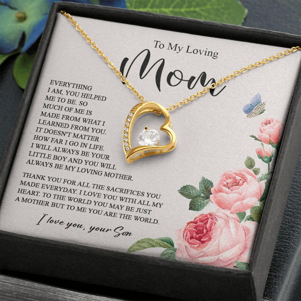 628D To My Loving Mom Necklace, Gift for Mom from Son, Mother's Day Jewelry Gifts