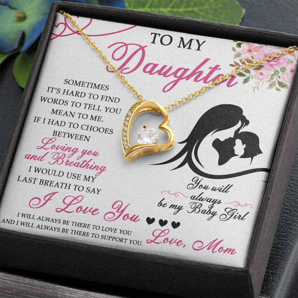 50C To My Daughter Necklace From Mom, Jewelry Gift For Daughter On Birthday, Holiday