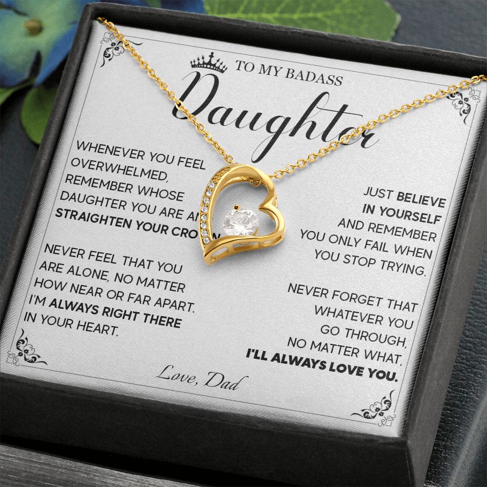 514C To My Badass Daughter Necklace, Birthday Gift For Daughter From Dad, Anniversary