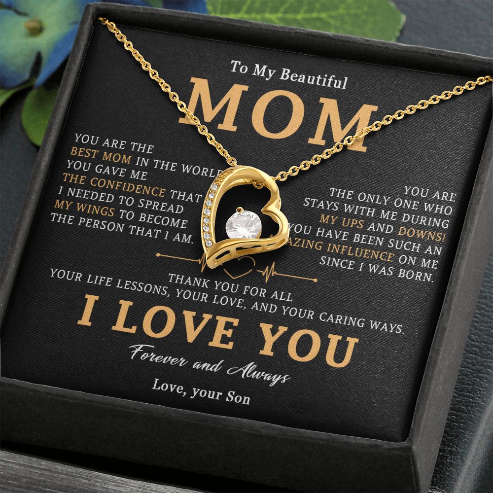 516C To My Beautiful Mom Necklace, Mom Gift, Mom Birthday Gift from Son, Love Gifts