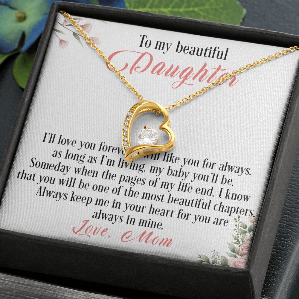 31C To My Beautiful Daughter Love Knot Necklace, I Love You, Gift For Daughter
