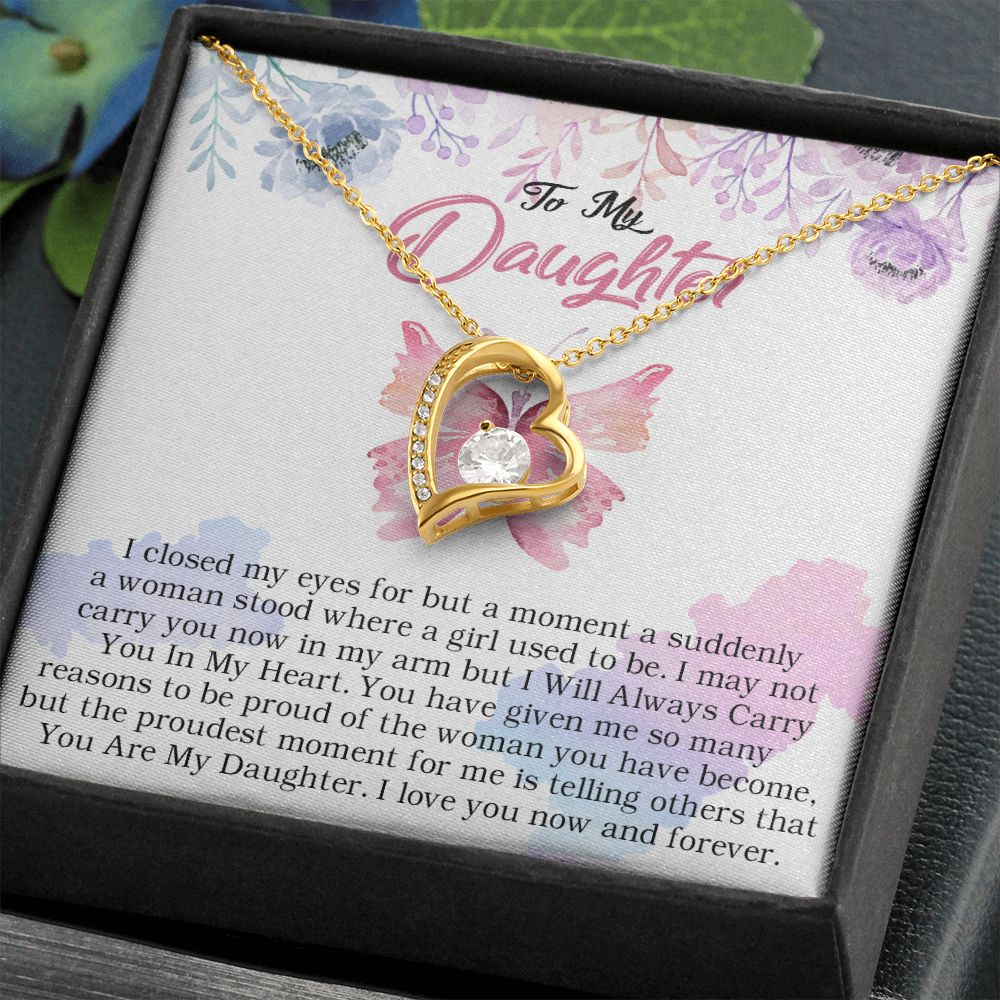 24C Butterfly To My Daughter Necklace, Gift Birthday, Holiday, Daughter Necklace