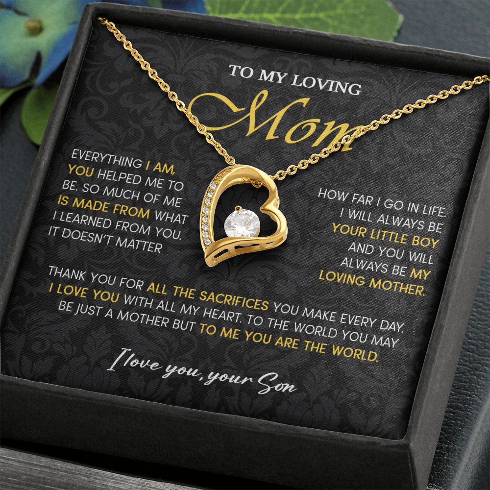 441C To My Loving Mom Necklace, Gift for Mom from Son, Mom Birthday Gifts Necklace