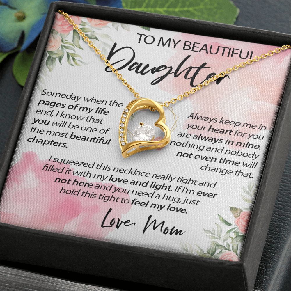34C To My Beautiful Daughter A Wonderful Daughter Love Knot Necklace, Gift From Mom