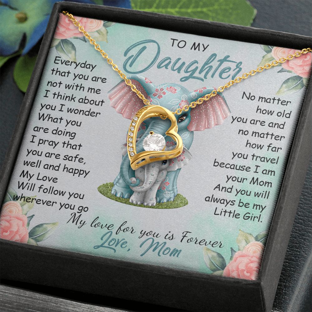 57C To My Daughter Necklace, Gift For Daughter From Mom, Daughter Mother Elephant
