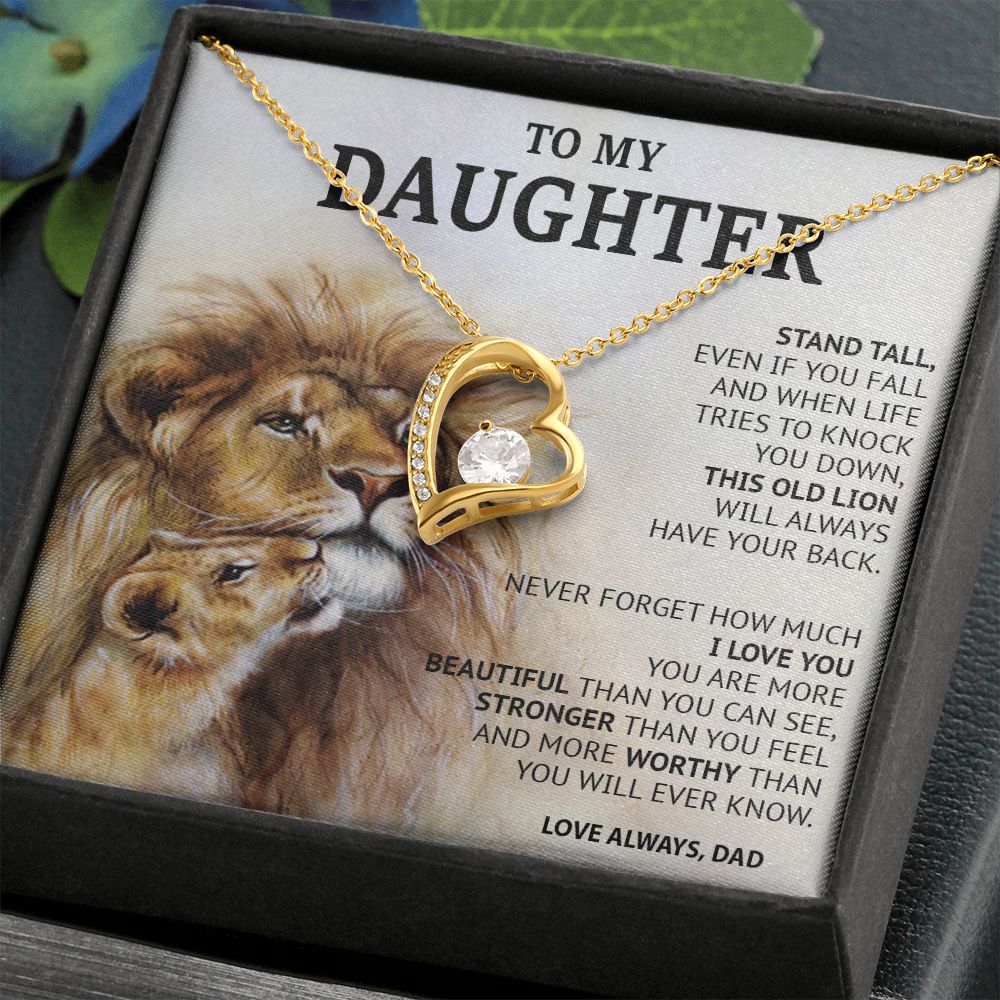 499C To My Daughter Necklace, Xmas Gift For Daughter From Dad, Daughter Father Lion