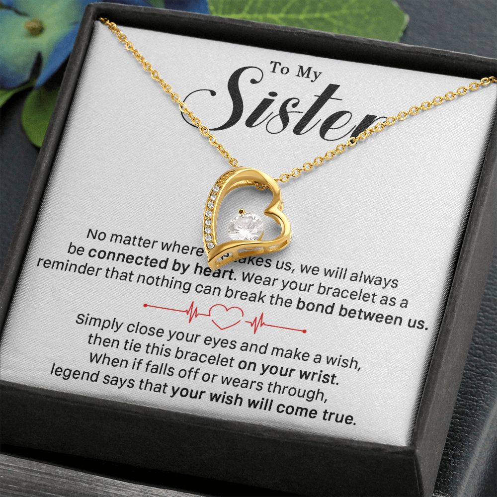 545C To My Sister Necklace, Sister Best Friends Love Heart Necklace, Birthday Gifts