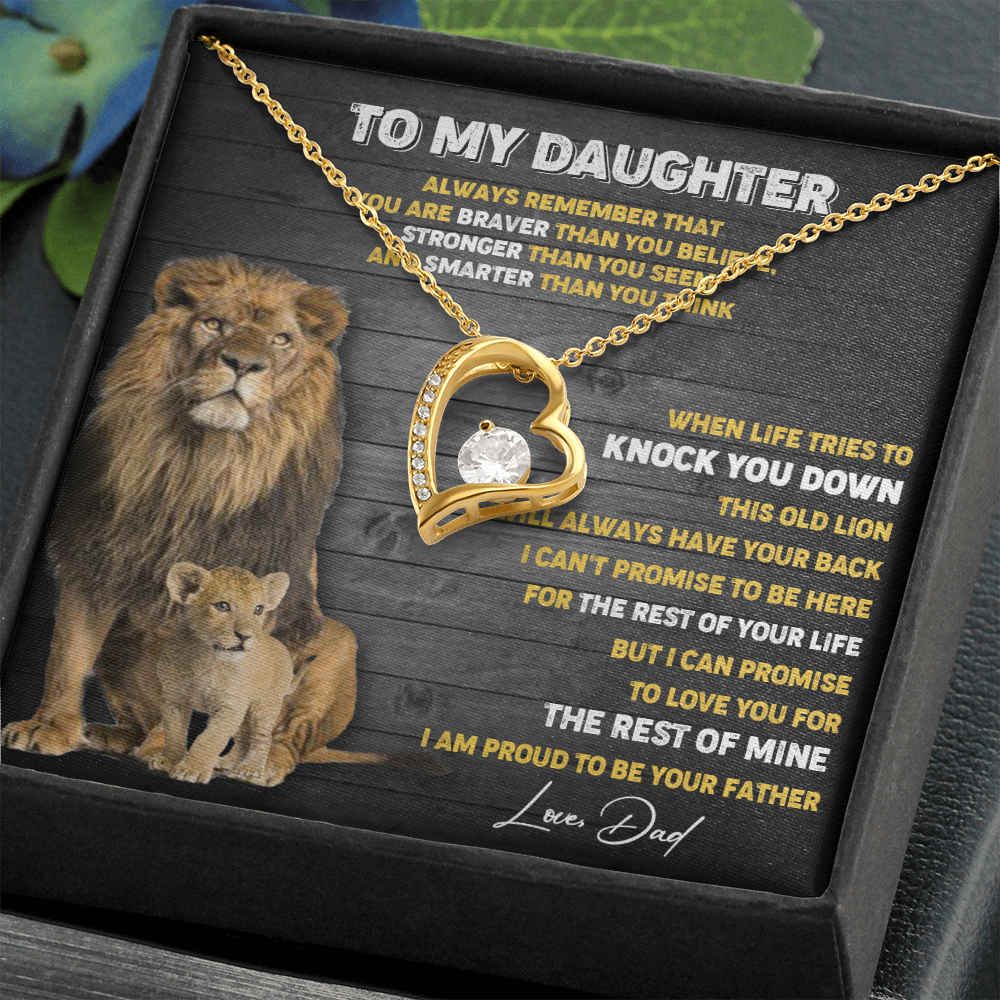 N374C To My Daughter Necklace, Xmas Gift For Daughter From Dad, Daughter Father Lion