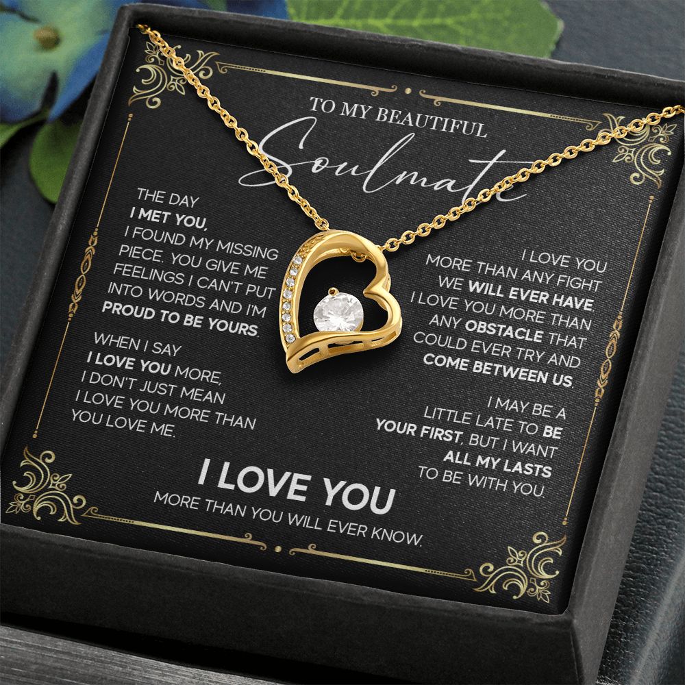 498C To My Soulmate Knot Necklace, Soulmate Necklace Gift, Birthday Gifts for Womens