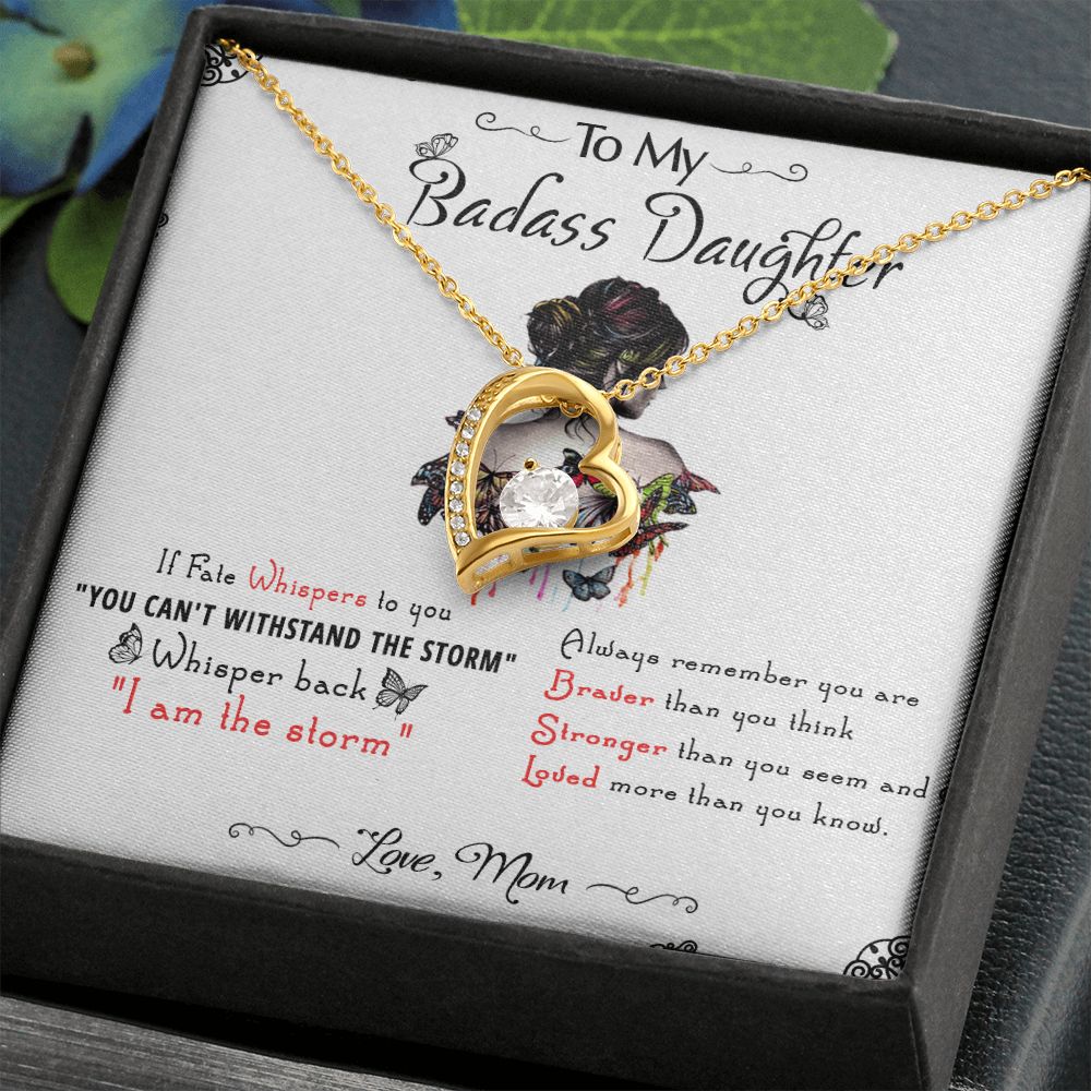 53C To My Badass Daughter, Badass Daughter Necklace From Mom, Birthday Gift