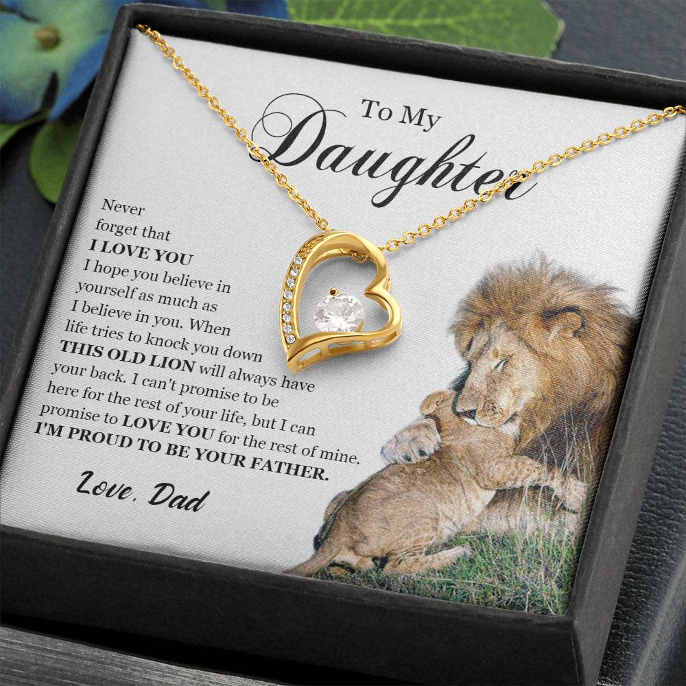 461C To My Daughter Necklace, Gift For Daughter From Dad, Daughter Father Lion Gift