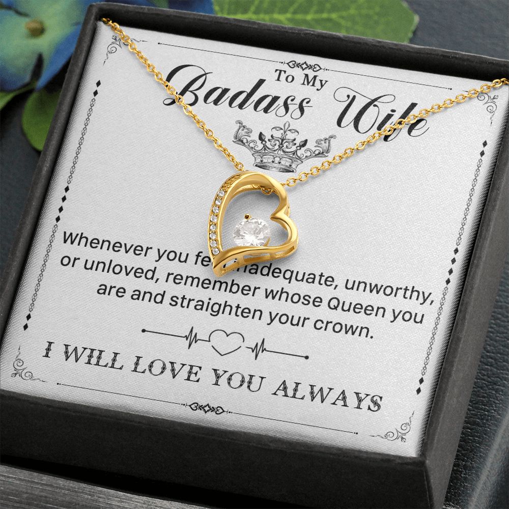 546C To My Badass Wife Pendant Necklace, Wife Necklace Birthday Gift from Husband