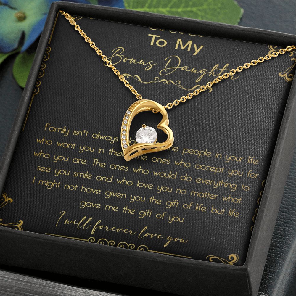 44C To My Bonus Daughter Necklace, Daughter Necklace, Gift Birthday, I Love You