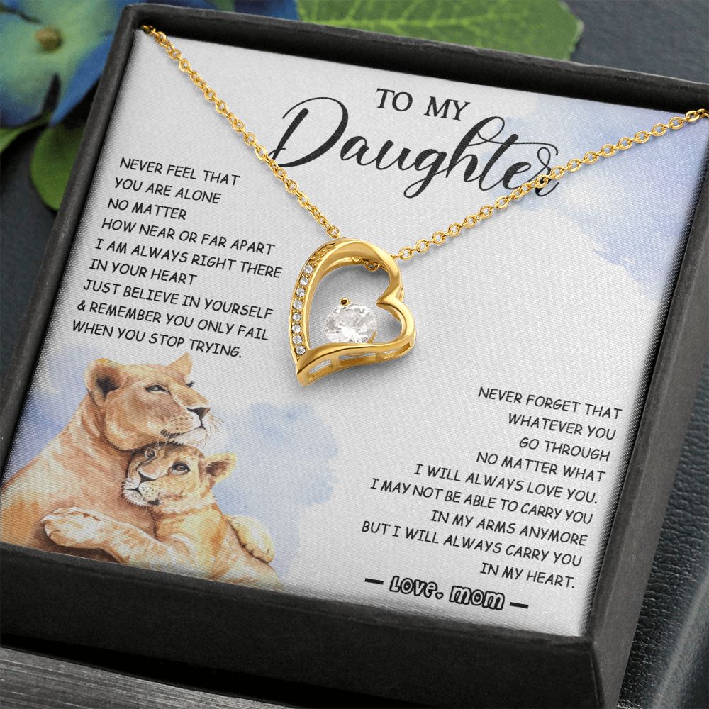 478C To My Daughter Necklace Mother to Daughter Birthday Christmas Gift from Lion Mom