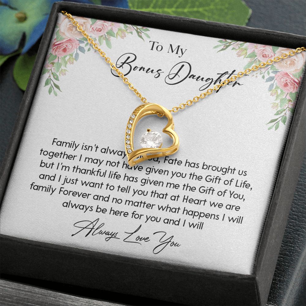 466C To My Bonus Daughter Necklace, Gift For Daughter, Birthday Graduation Christmas