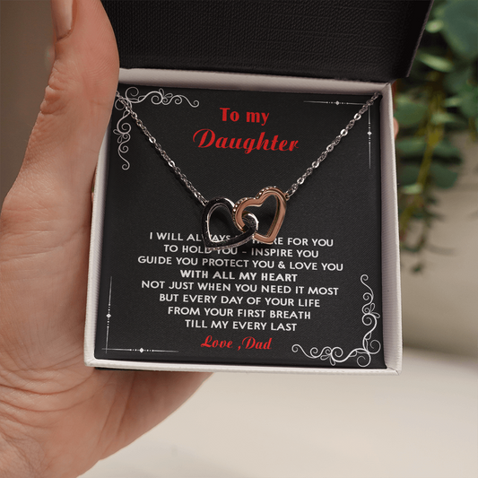 N351D To My Daughter Love Dad - Father and Daughter Necklace Heart Gift from Daddy